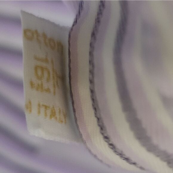 Brioni Men's Dress Formal Shirt Size L White And Purple Stripe French Cuff Grea - Picture 6 of 9